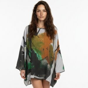 Andrea Geer Art to Wear Lagenlook Contemporary Linen Long Sleeve L/XL